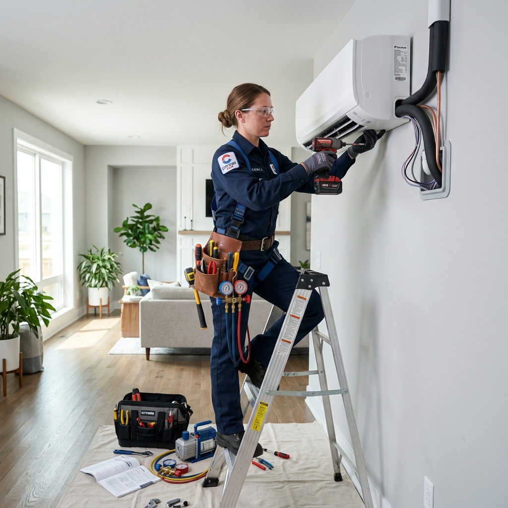 Técnico THERMATIS instalando ar condicionado em Cuiabá-MT